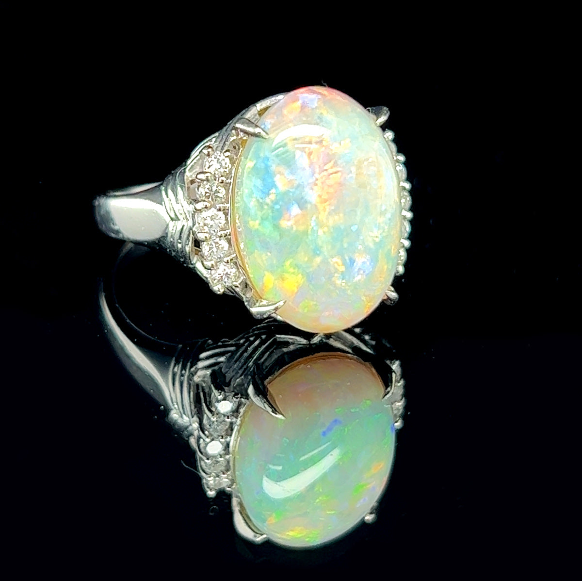 Opal & Diamond Ring Platinum