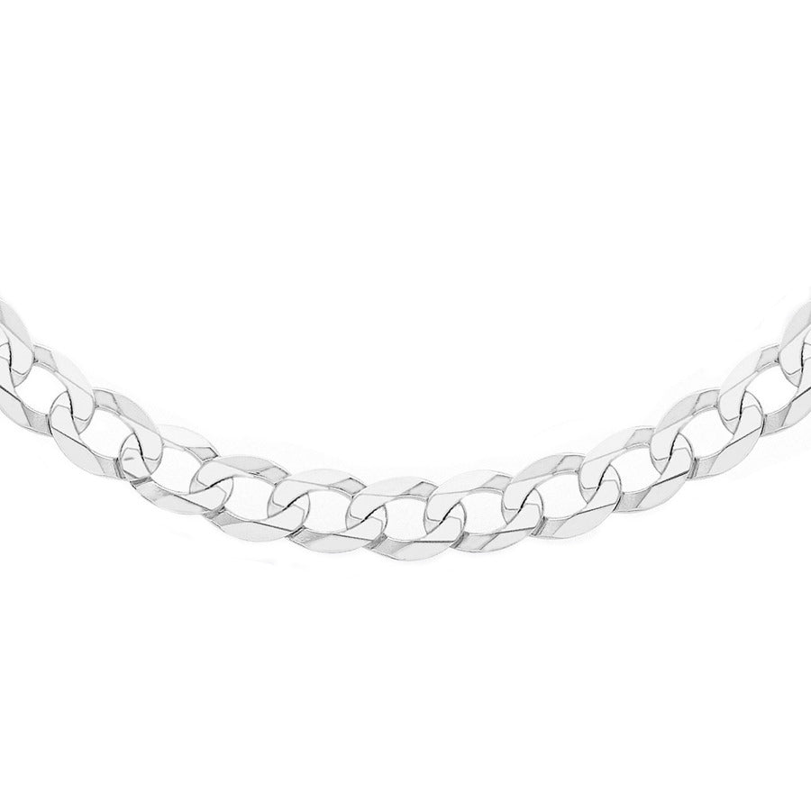 Sterling Silver Men's 7.2mm Open Diamond Cut Curb Chain 24 Inch