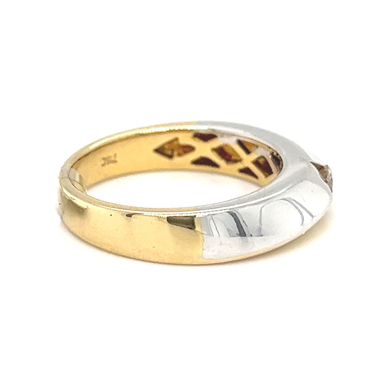 18ct Two Colour Gold Solitaire Diamond Band Ring 0.15ct side