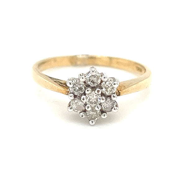 Diamond 0.35ct Daisy Cluster Ring 9ct Gold
