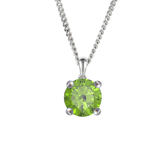 Amore 9ct White Gold 7mm Peridot Pendant