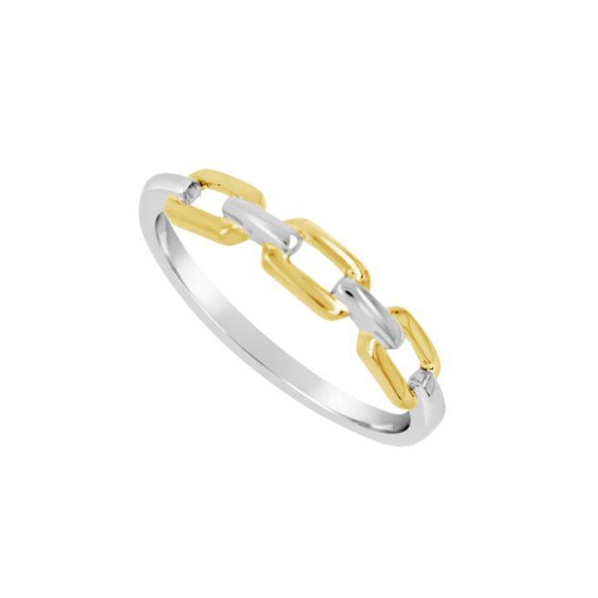 9ct White & Yellow Gold Chain Stacker Ring by Amore