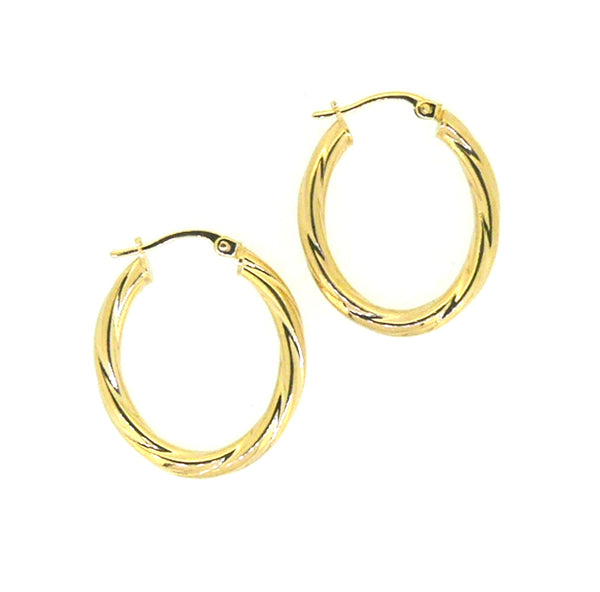 Oval Twisted Hoop Earrings 9ct Gold