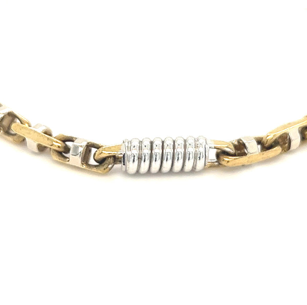 9ct 2 Colour Gold Round Marine Link Bracelet