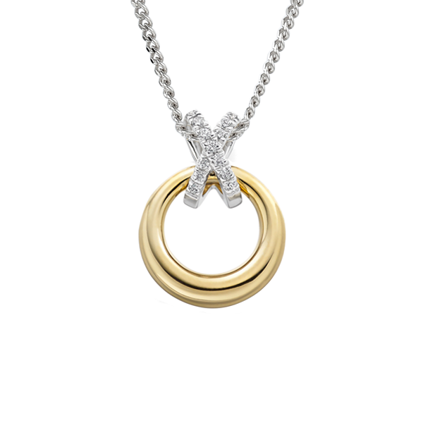 9ct Yellow & White Gold Diamond Kiss Pendant
