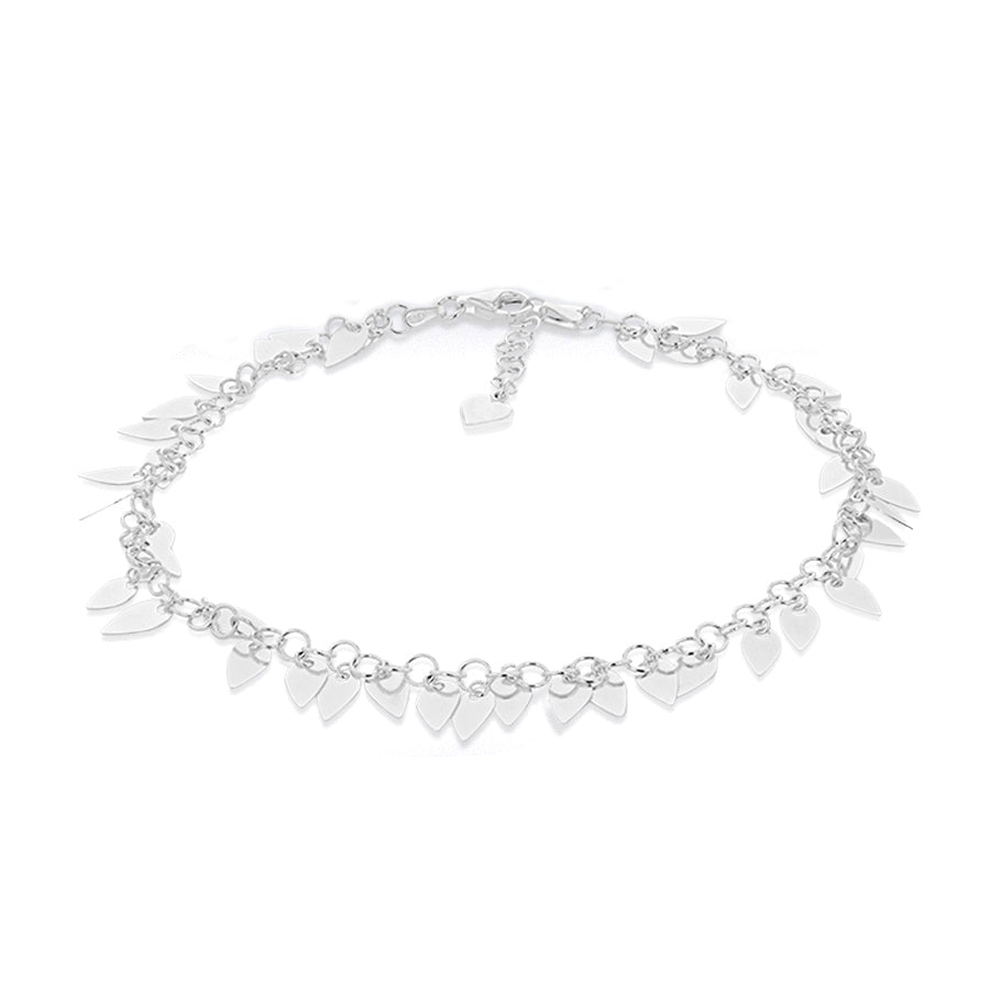 Sterling Silver Heart Droplet Anklet