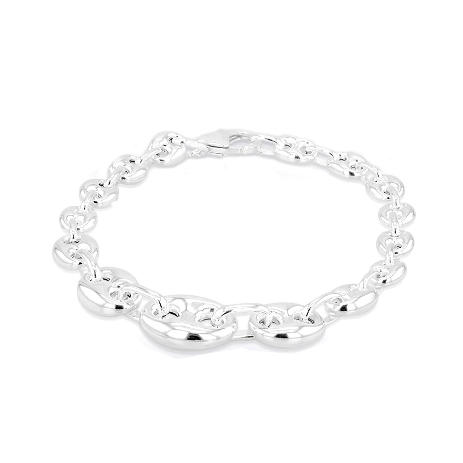 Sterling Silver 6.4mm - 12mm Graduated Rambo Chain Bracelet 19cm/7.5"