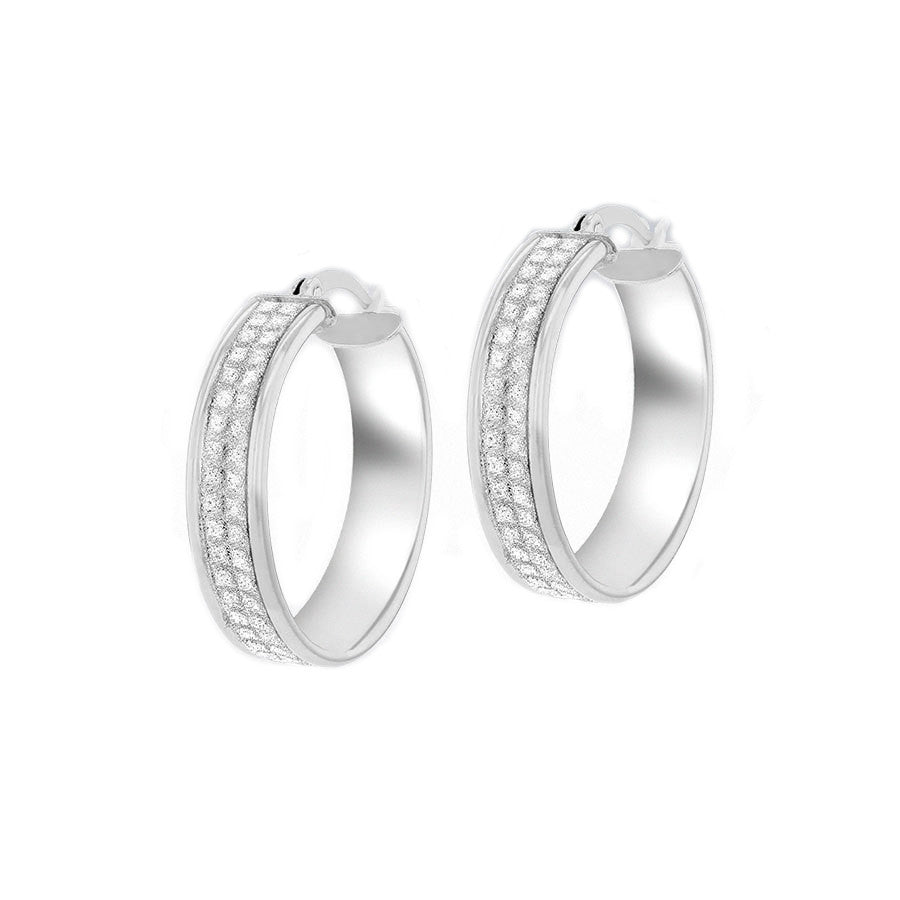 Sterling Silver Stardust 25mm Creole Hoop Earrings