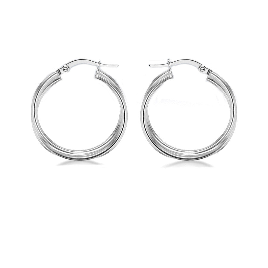 Sterling Silver 20mm Twisted Creole Hoop Earrings