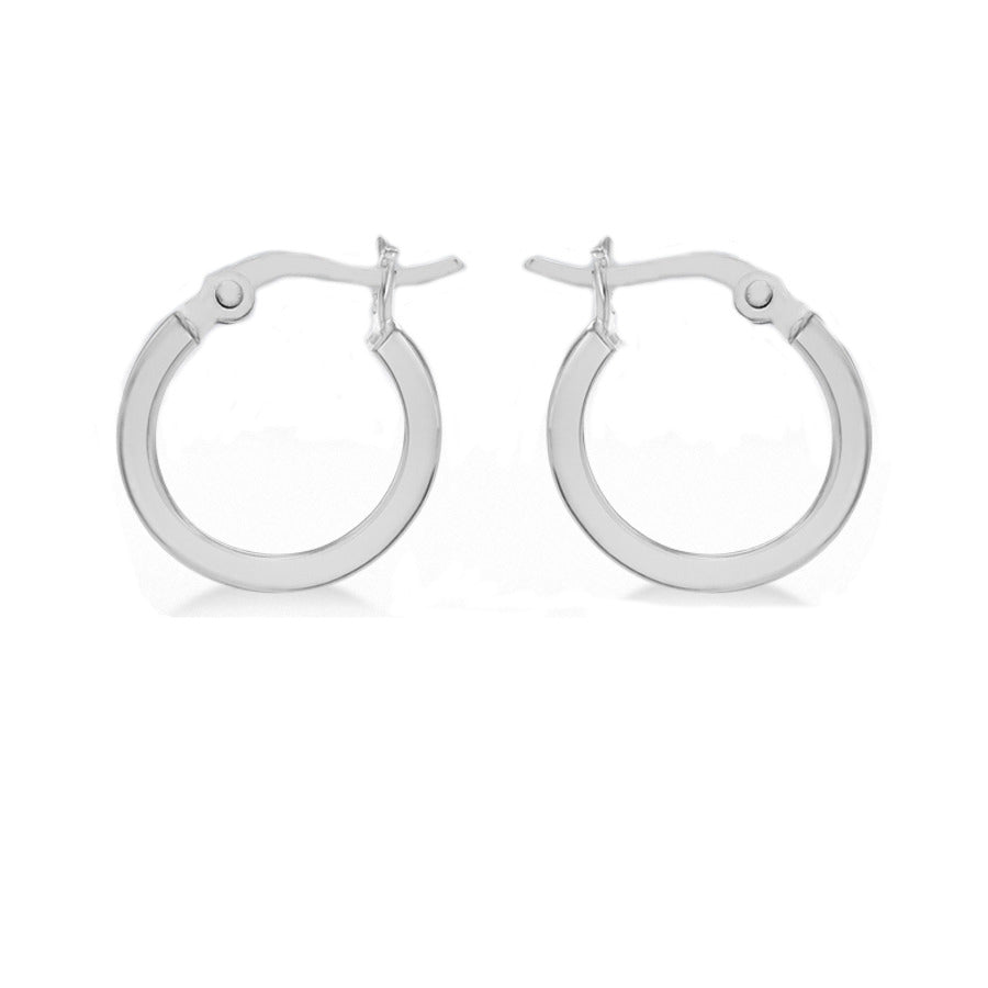 Sterling Silver 15mm Sqaure Tube Creole Hoop Earrings