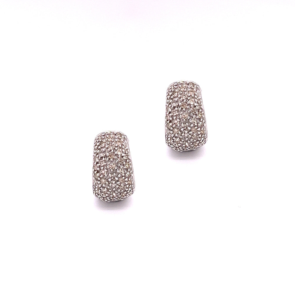 9ct White Gold Diamond Pave Huggy Hoop Earring