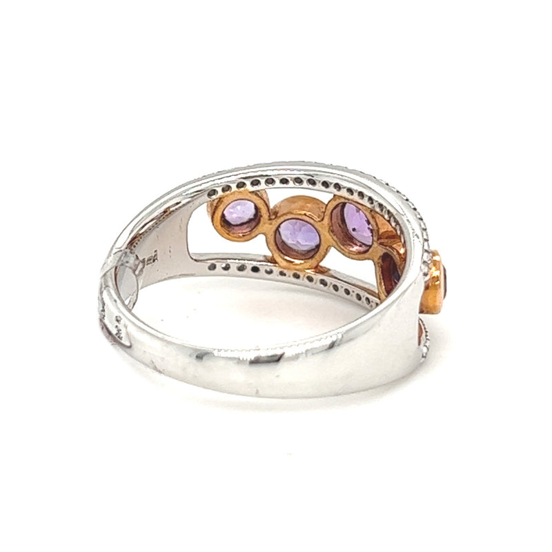 Amethyst & Diamond 9ct White and Rose Gold Ring rear