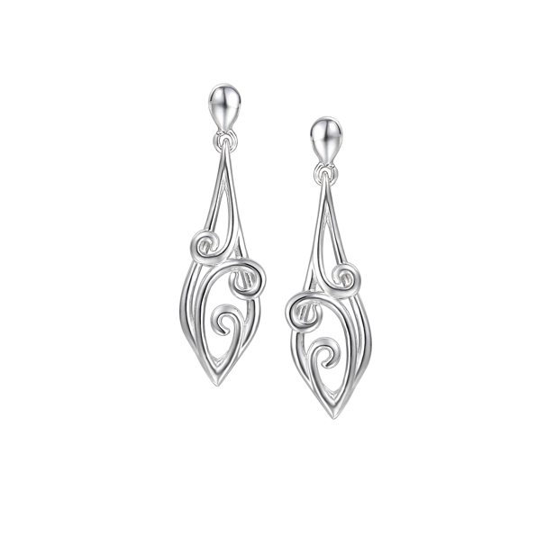 Silver Waves Drop Earrings by Amore