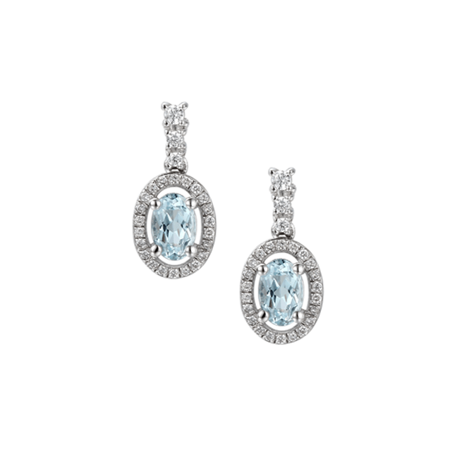 Sterling Silver Aqua Blue Drop Earrings by Amore