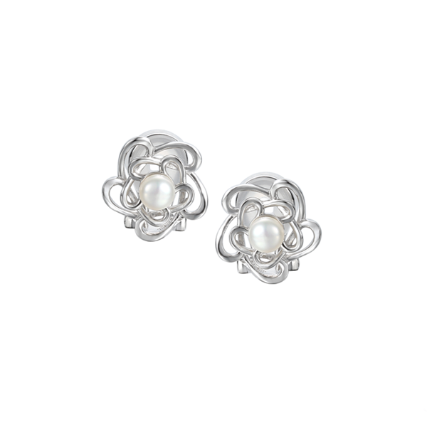 Silver Pearl Clip On Earrings by Amore