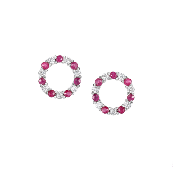 Circle of Life Ruby & CZ Earrings Sterling Silver