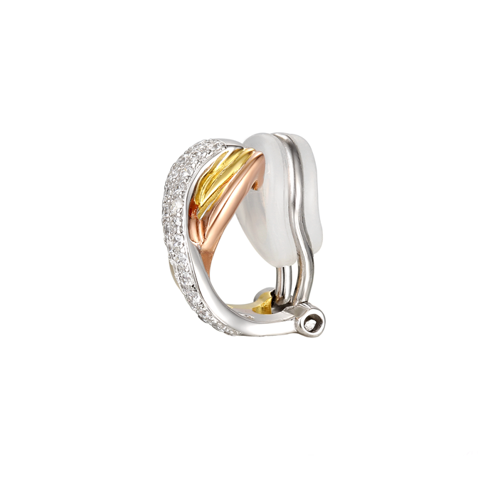 Amore Argento Trio Clip On Earrings 9159 side