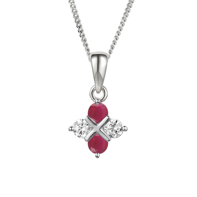 Amore Serenity Ruby & CZ Necklace Sterling Silver