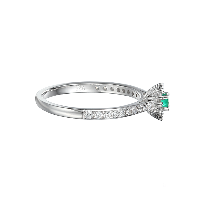 Amore Classico Emerald & CZ Silver Ring 9210SILCZ/E side