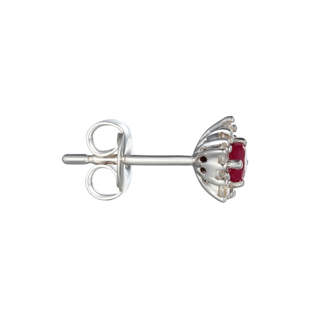 Amore Sterling Silver Ruby & CZ Earrings side