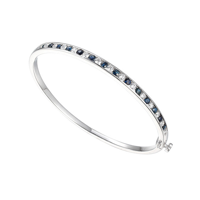 Amore Silver CZ & Sapphire Bangle 9218