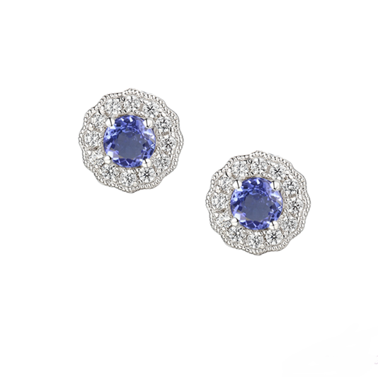Amore Sterling Silver Tanzanite & CZ Earrings