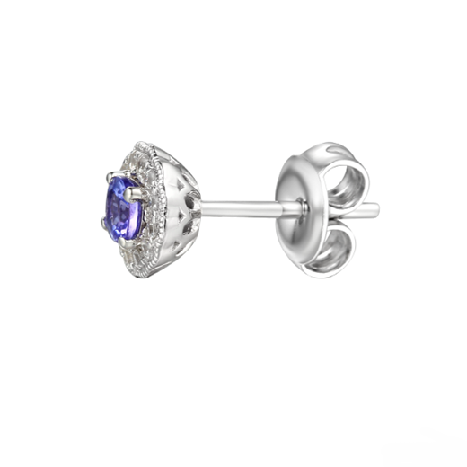 Amore Sterling Silver Tanzanite & CZ Earrings