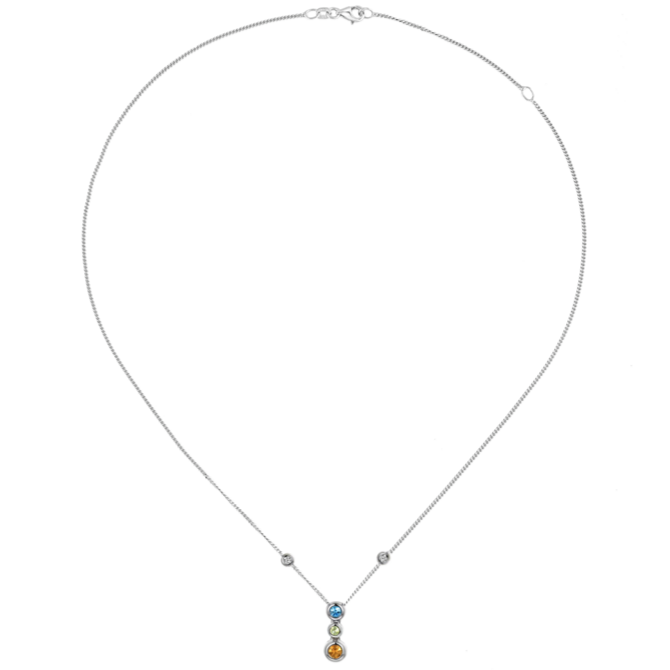 Multi Coloured Orb Necklace by Amore Sterling Silver 9306SILCZBTCTP Chain