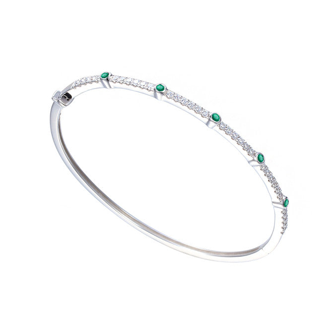 Amore Silver CZ & Emerald Bangle 9315