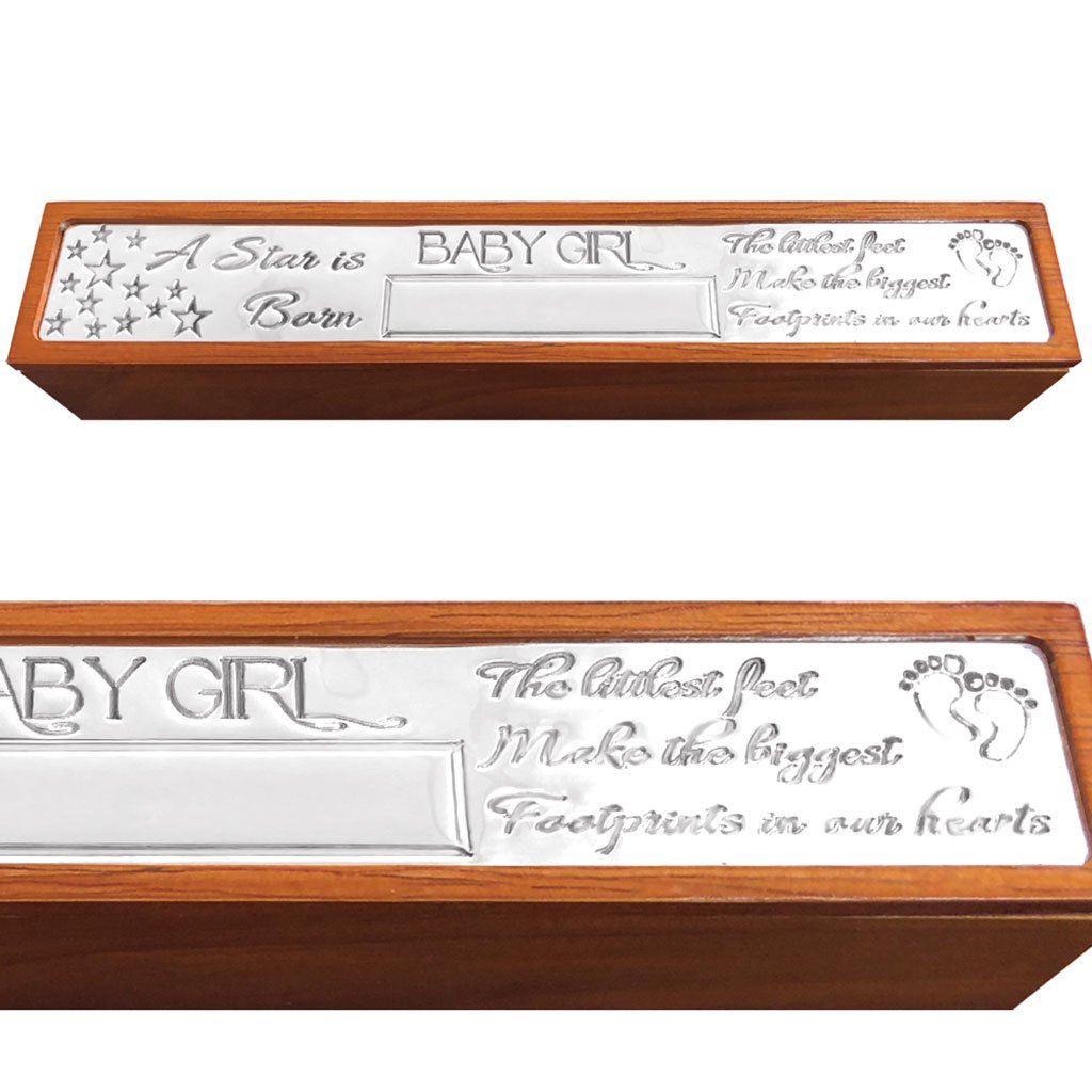 English Pewter Baby Girl Birth Certificate Holder