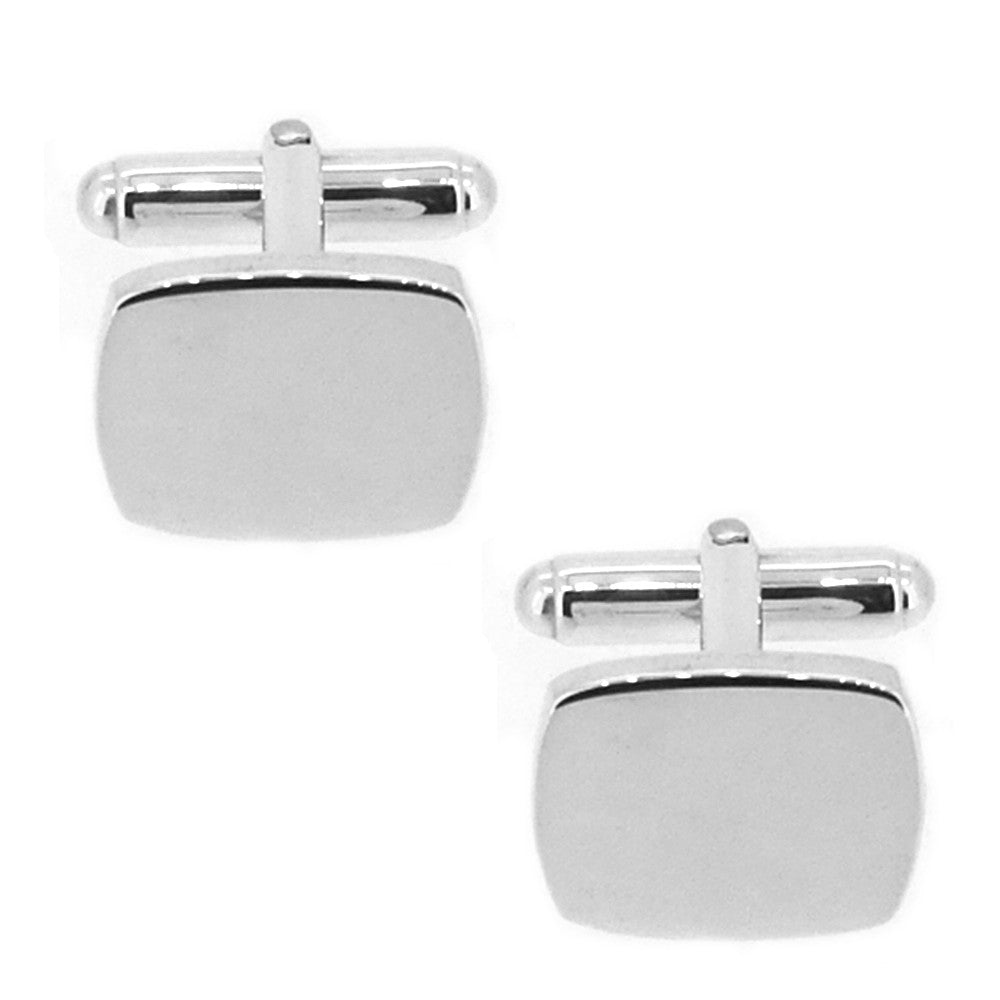 Sterling Silver Plain Cushion Cufflinks front