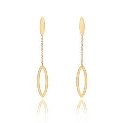 Unique & Co Gold Open Oval Drop Earrings DE-21