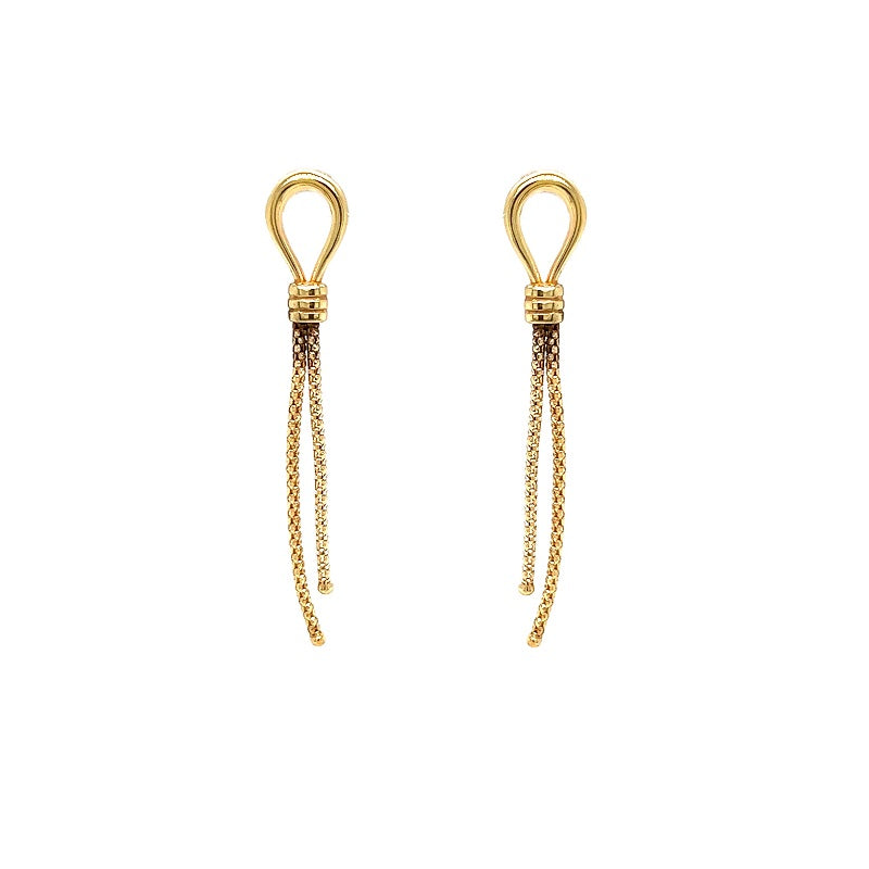 9ct Yellow Gold Double Tassel Drop Earring