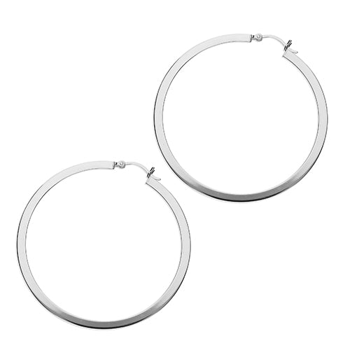 Sterling Silver 55mm Square Tube Hoop Earrings