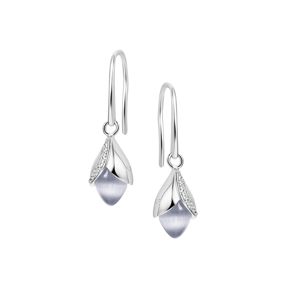 Fei Liu Magnolia Grey Hook Earrings MAG-925R-202-CEGY