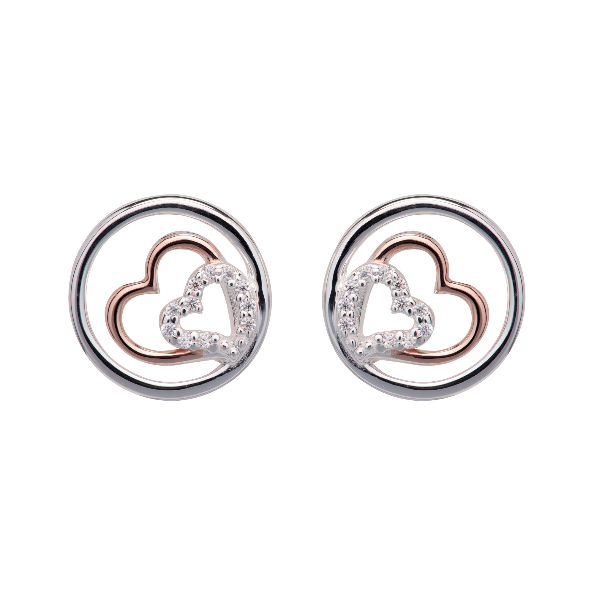 Unique & Co Sterling Silver Earrings with Rose Gold Plating ME-766