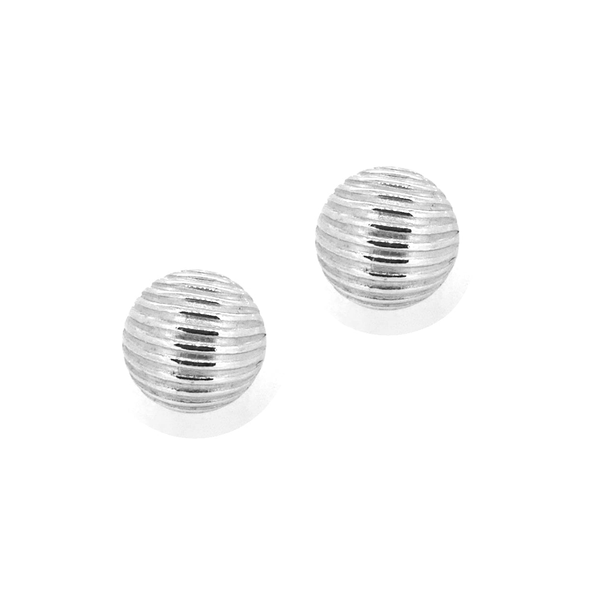 Sterling Silver 8mm Grooved Ball Stud Earrings