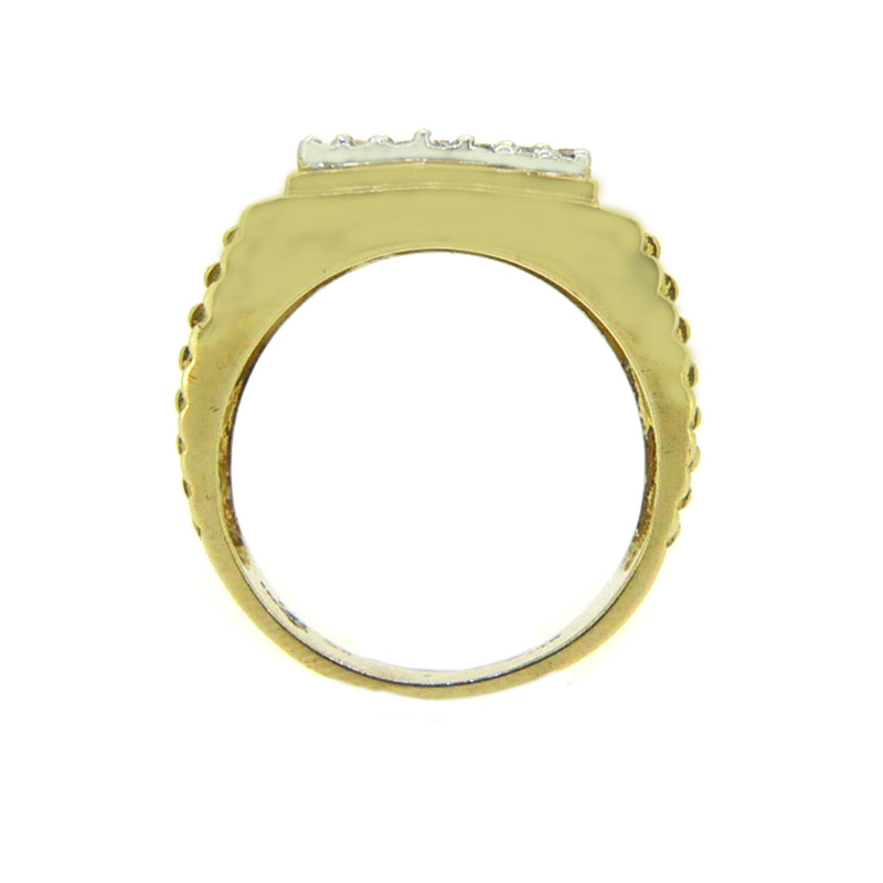 Cubic Zirconia Men's Signet Ring 9ct Gold Side 1