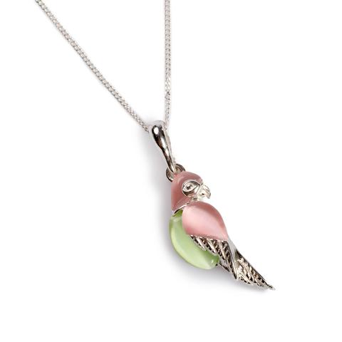 Henryka Pink and Green Tropical Parrot Necklace