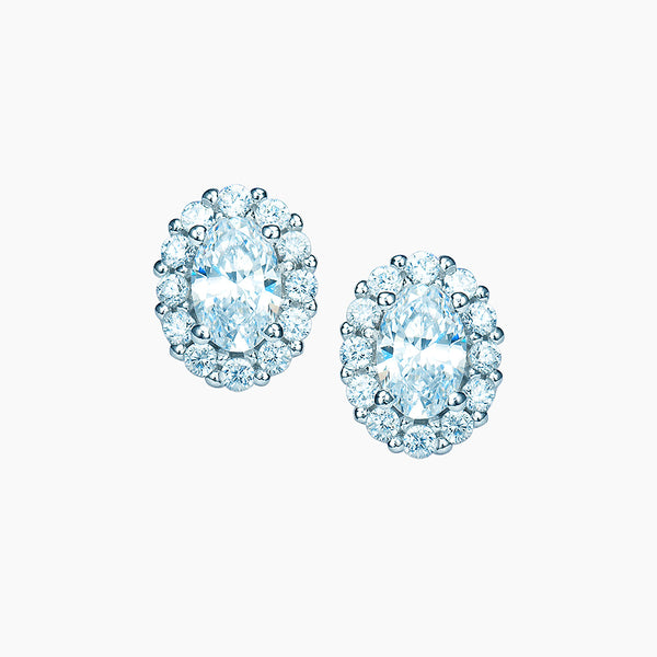 The Real Effect CZ Oval Cluster Earrings RE29554