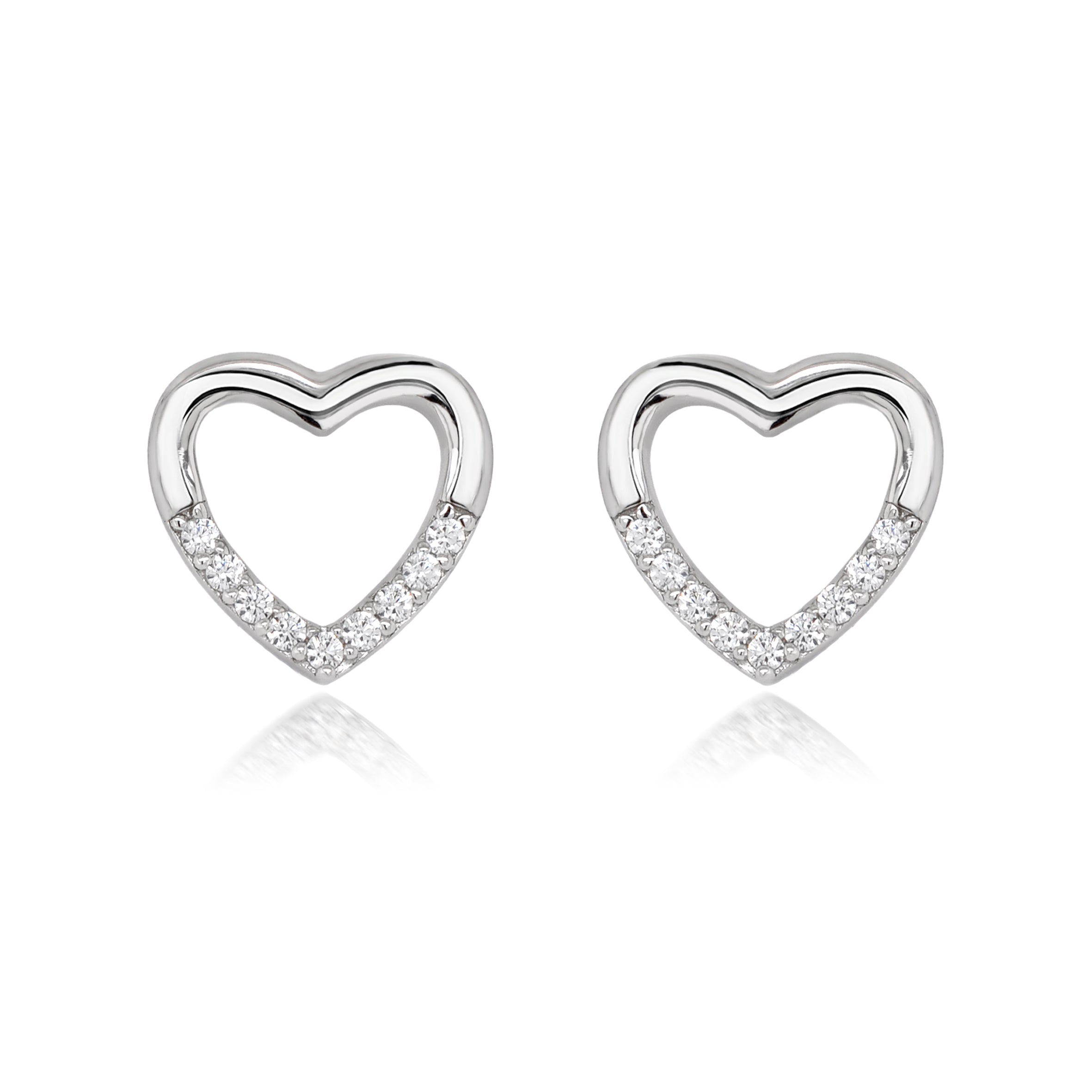 The Real Effect Open Heart CZ Stud Earrings RE51354