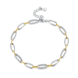 The Real Effect Silver Gold Plated CZ Bracelet RE51464