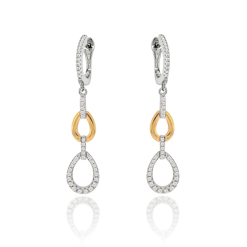 The Real Effect Silver Gold Plated CZ Drop Earrings RE51774