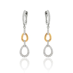 The Real Effect Silver Gold Plated CZ Drop Earrings RE51774