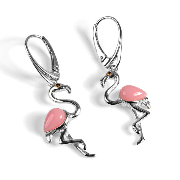 Henryka Flamingo Drop Earrings in Silver