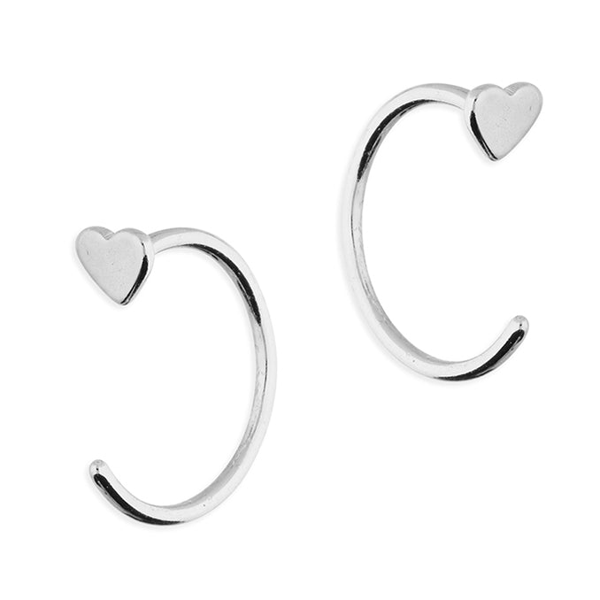 Sterling Silver Pull Through Heart Earrings