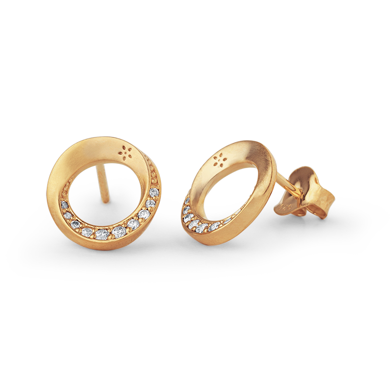 By Biehl Silver 14ct Plated Swan CZ Stud Earrings