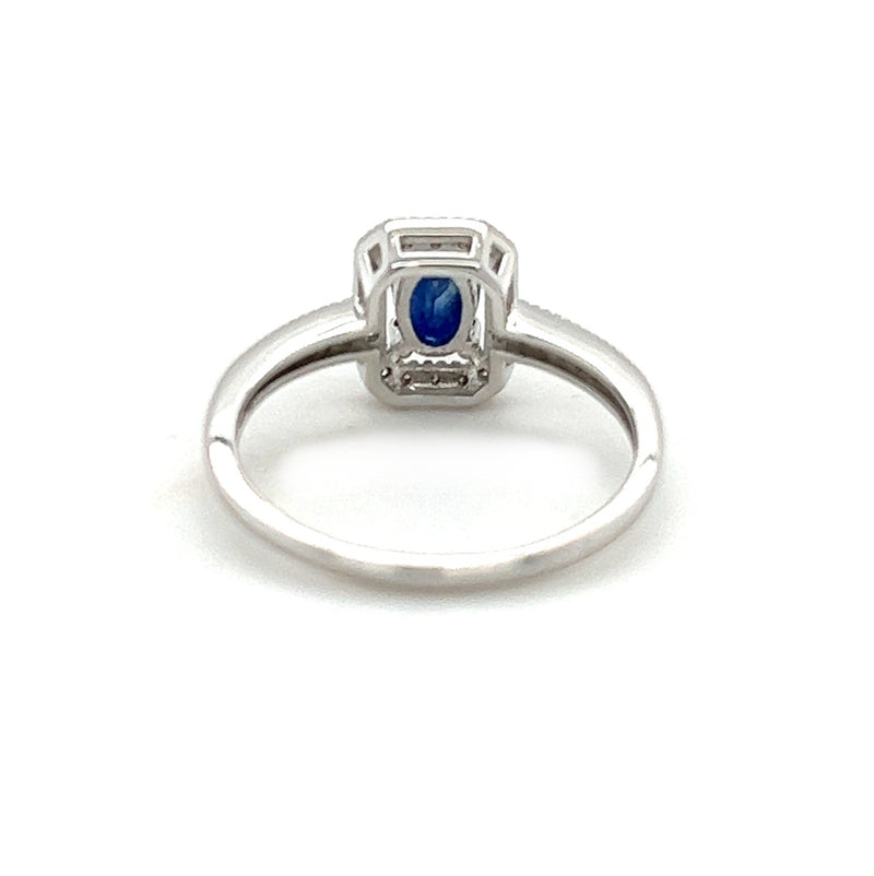 Sapphire & Diamond Oblong Cluster Ring 14ct White Gold rear