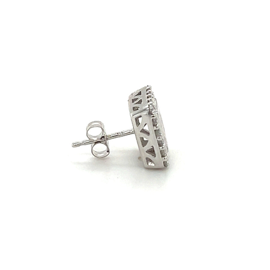 9ct White Gold Diamond Square Cluster Earrings side
