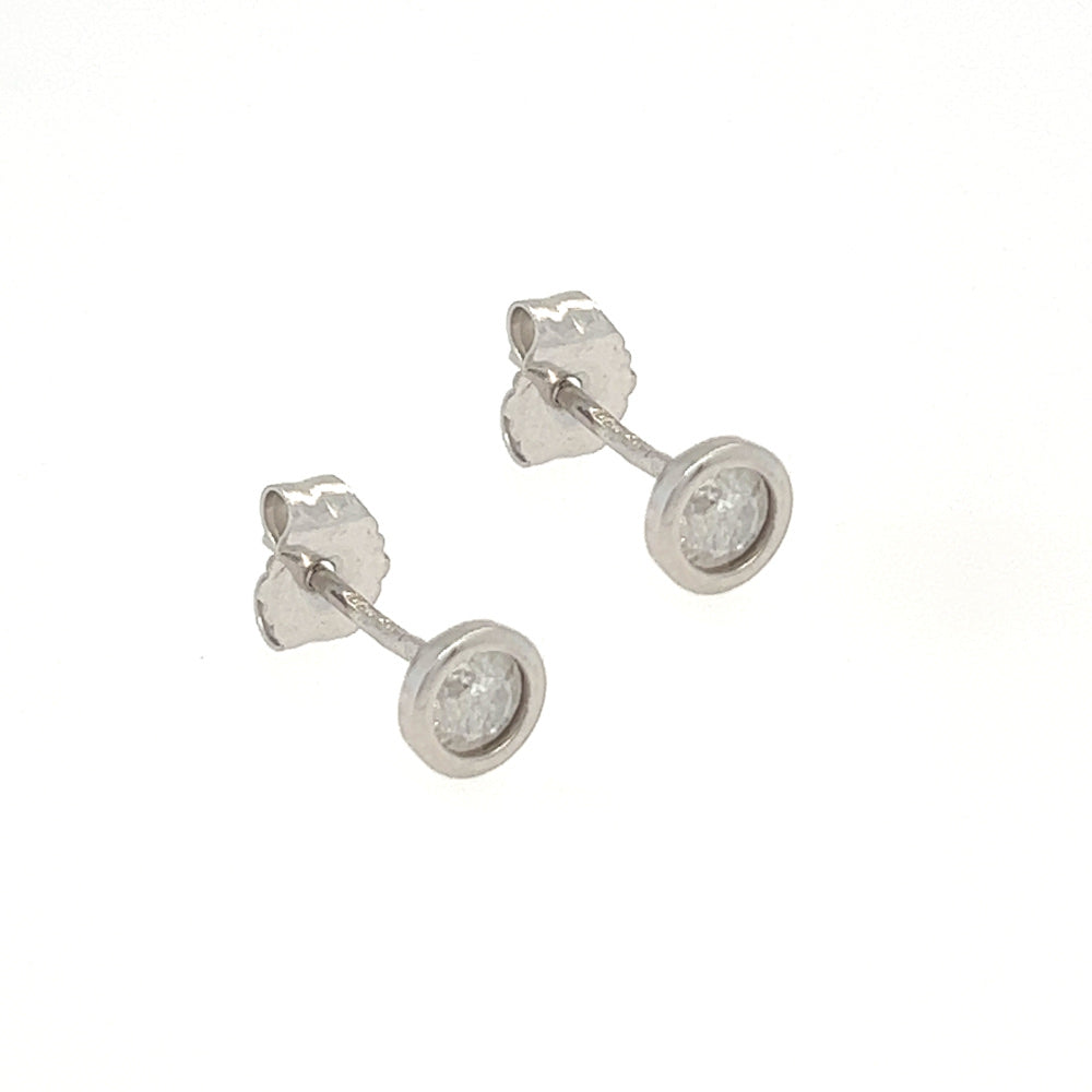 9ct White Gold Round Diamond Stud Earrings